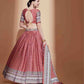 Rajwada Women Peach Chinon Semi Stitched Lehenga With Unstitched Blouse