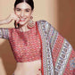 Rajwada Women Peach Chinon Semi Stitched Lehenga With Unstitched Blouse