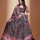 Rajwada Women Multicolor Chinon Semi Stitched Lehenga With Unstitched Blouse