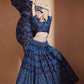 Rajwada Women Blue Chinon Semi Stitched Lehenga With Unstitched Blouse
