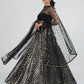 Rajwada Women Black Designer Sequence Semi Stitched Lehenga With Unstitched Blouse