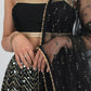 Rajwada Women Black Designer Sequence Semi Stitched Lehenga With Unstitched Blouse