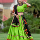 Rajwada Green Embroidered Cotton Semi Stitched Lehenga With Unstitched Blouse For Women