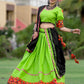 Rajwada Green Embroidered Cotton Semi Stitched Lehenga With Unstitched Blouse For Women