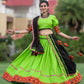 Rajwada Green Embroidered Cotton Semi Stitched Lehenga With Unstitched Blouse For Women