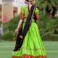 Rajwada Green Embroidered Cotton Semi Stitched Lehenga With Unstitched Blouse For Women