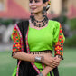 Rajwada Green Embroidered Cotton Semi Stitched Lehenga With Unstitched Blouse For Women