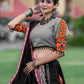Rajwada Grey Embroidered Cotton Semi Stitched Lehenga With Unstitched Blouse For Women