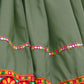 Rajwada Olive Embroidered Cotton Semi Stitched Lehenga With Unstitched Blouse For Women