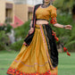 Rajwada Mustard Embroidered Cotton Semi Stitched Lehenga With Unstitched Blouse For Women