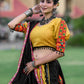 Rajwada Mustard Embroidered Cotton Semi Stitched Lehenga With Unstitched Blouse For Women