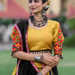 Rajwada Mustard Embroidered Cotton Semi Stitched Lehenga With Unstitched Blouse For Women