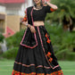 Rajwada Black Embroidered Cotton Semi Stitched Lehenga With Unstitched Blouse For Women
