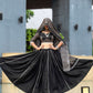 Rajwada Black Printed Cotton Stitched Lehenga With Stitched Blouse For Women