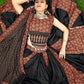 Rajwada Black And Maroon Printed Cotton Stitched Lehenga With Blouse For Women