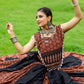 Rajwada Black And Maroon Printed Cotton Stitched Lehenga With Blouse For Women