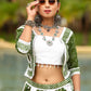 Rajwada Green And White Printed Cotton Stitched Lehenga With Blouse For Women