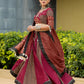 Rajwada Magenta And Maroon Printed Cotton Stitched Lehenga With Blouse For Women