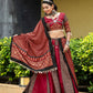 Rajwada Magenta And Maroon Printed Cotton Stitched Lehenga With Blouse For Women