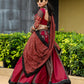 Rajwada Magenta And Maroon Printed Cotton Stitched Lehenga With Blouse For Women