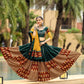 Rajwada Green And Maroon Printed Cotton Stitched Lehenga With Stitched Blouse And Dupatta For Women
