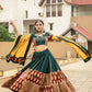 Rajwada Green And Maroon Printed Cotton Stitched Lehenga With Stitched Blouse And Dupatta For Women