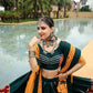 Rajwada Green And Maroon Printed Cotton Stitched Lehenga With Stitched Blouse And Dupatta For Women