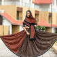 Rajwada Black And Maroon Printed Cotton Stitched Lehenga With Stitched Blouse And Dupatta For Women