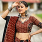 Rajwada Black And Maroon Printed Cotton Stitched Lehenga With Stitched Blouse And Dupatta For Women