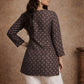 Rajwada Brown Silk Blend Printed Solid Kurti For Women