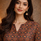 Rajwada Multicolor Silk Blend Printed Solid Kurti For Women