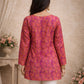 Rajwada Pink Silk Blend Floral Print Solid Kurti For Women