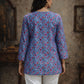 Rajwada Blue Silk Blend Floral Print Solid Kurti For Women