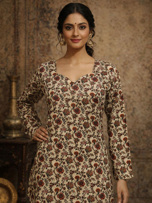 Rajwada Multicolor Silk Blend Floral Print Solid Kurti For Women