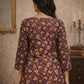 Rajwada Brown Silk Blend Floral Print Solid Kurti For Women