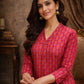 Rajwada Pink Silk Blend Printed Solid Kurti For Women