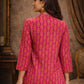 Rajwada Pink Silk Blend Printed Solid Kurti For Women