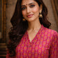 Rajwada Pink Silk Blend Printed Solid Kurti For Women