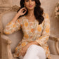 Rajwada Multicolour Silk Blend Floral Print Solid Kurti For Women