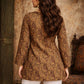 Rajwada Brown Silk Blend Printed Solid Kurti For Women