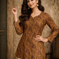 Rajwada Brown Silk Blend Printed Solid Kurti For Women