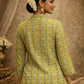 Rajwada Mustard Yellow Silk Blend Printed Solid Kurti For Women
