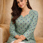 Rajwada Pastel Green Silk Blend Printed Solid Kurti For Women