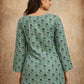 Rajwada Pastel Green Silk Blend Printed Solid Kurti For Women