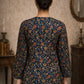 Rajwada Navy Blue Silk Blend Printed Solid Kurti For Women