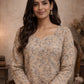 Rajwada Beige Silk Blend Printed Solid Kurti For Women