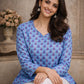 Rajwada Blue Silk Blend Printed Solid Kurti For Women