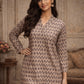 Rajwada  Light Brown Silk Blend Printed Solid Kurti For Women
