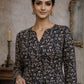 Rajwada Black Silk Blend Printed Solid Kurti For Women