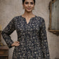Rajwada Black Silk Blend Printed Solid Kurti For Women